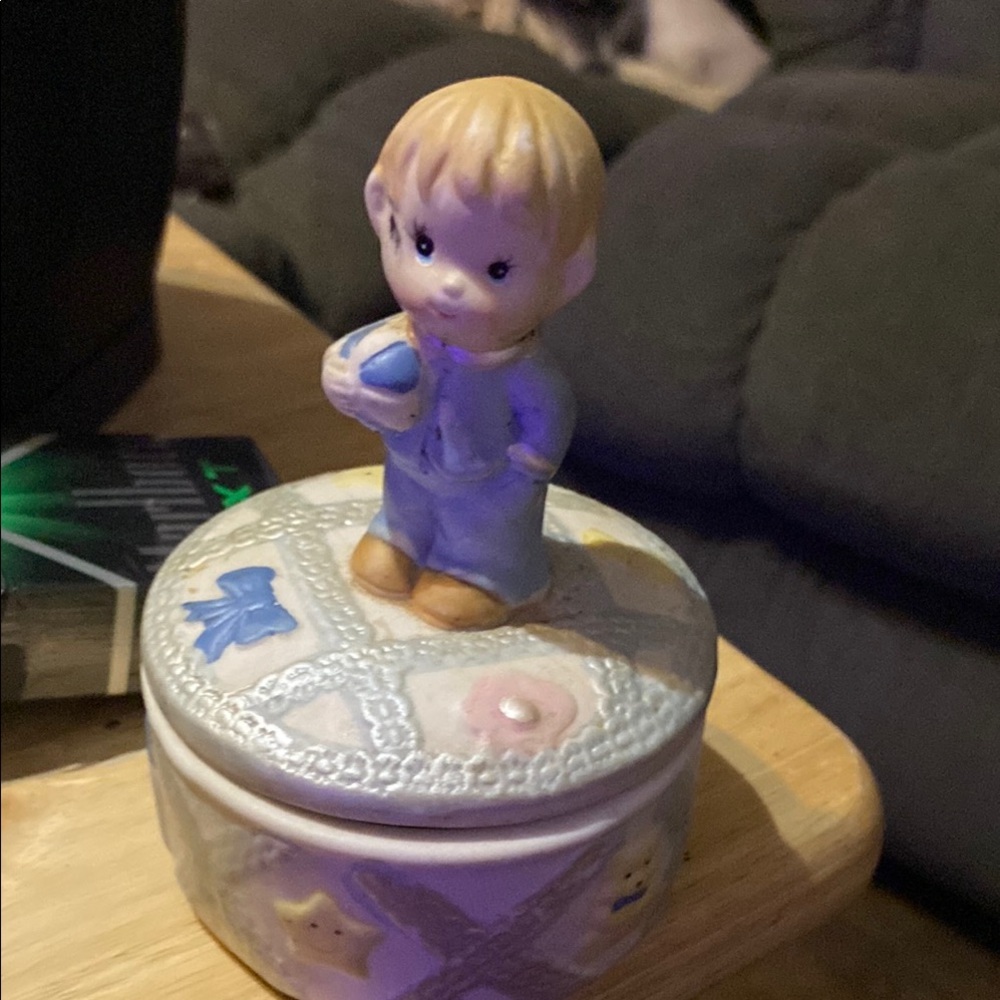 Ceramic Boy Figurine with Box